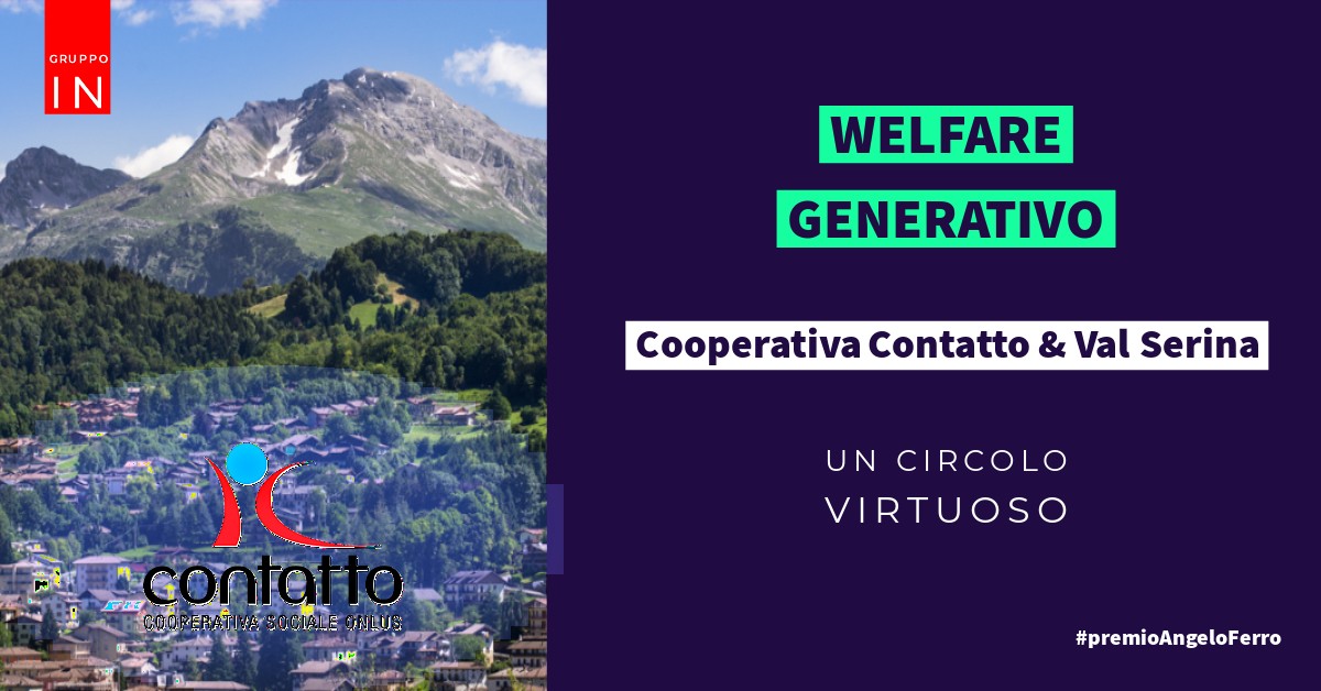 Immagine che rappresenta il circolo virtuoso generato dal lavoro della cooperativa Contatto in Val Serina. Un modello di welfare generativo.